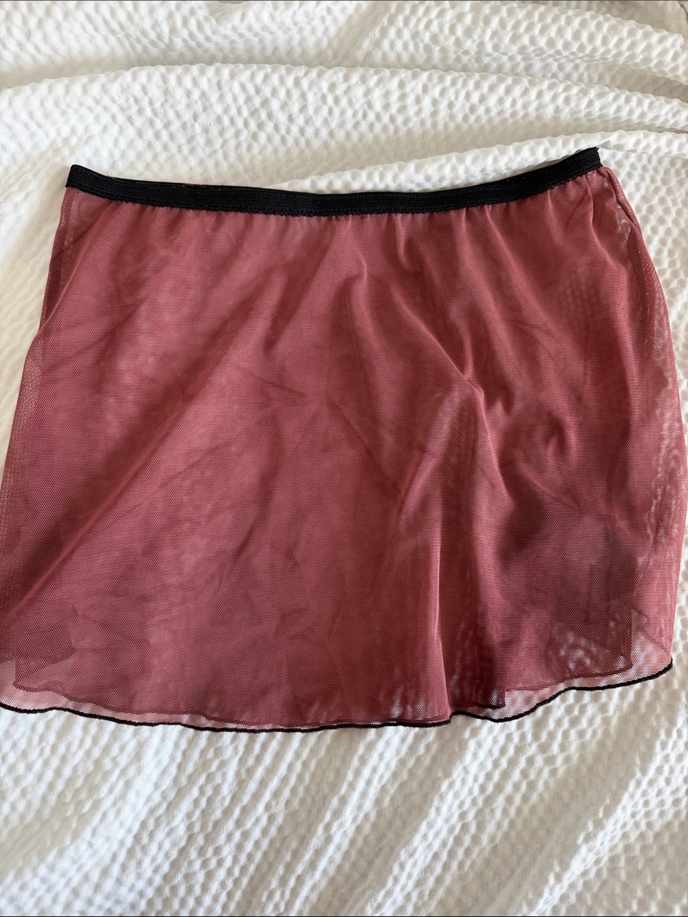 Sheer Mauve Mesh Dance Skirt with Black Trim